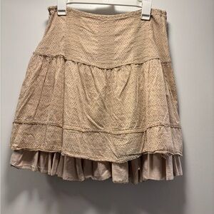 Beige Lace Layered Skirt